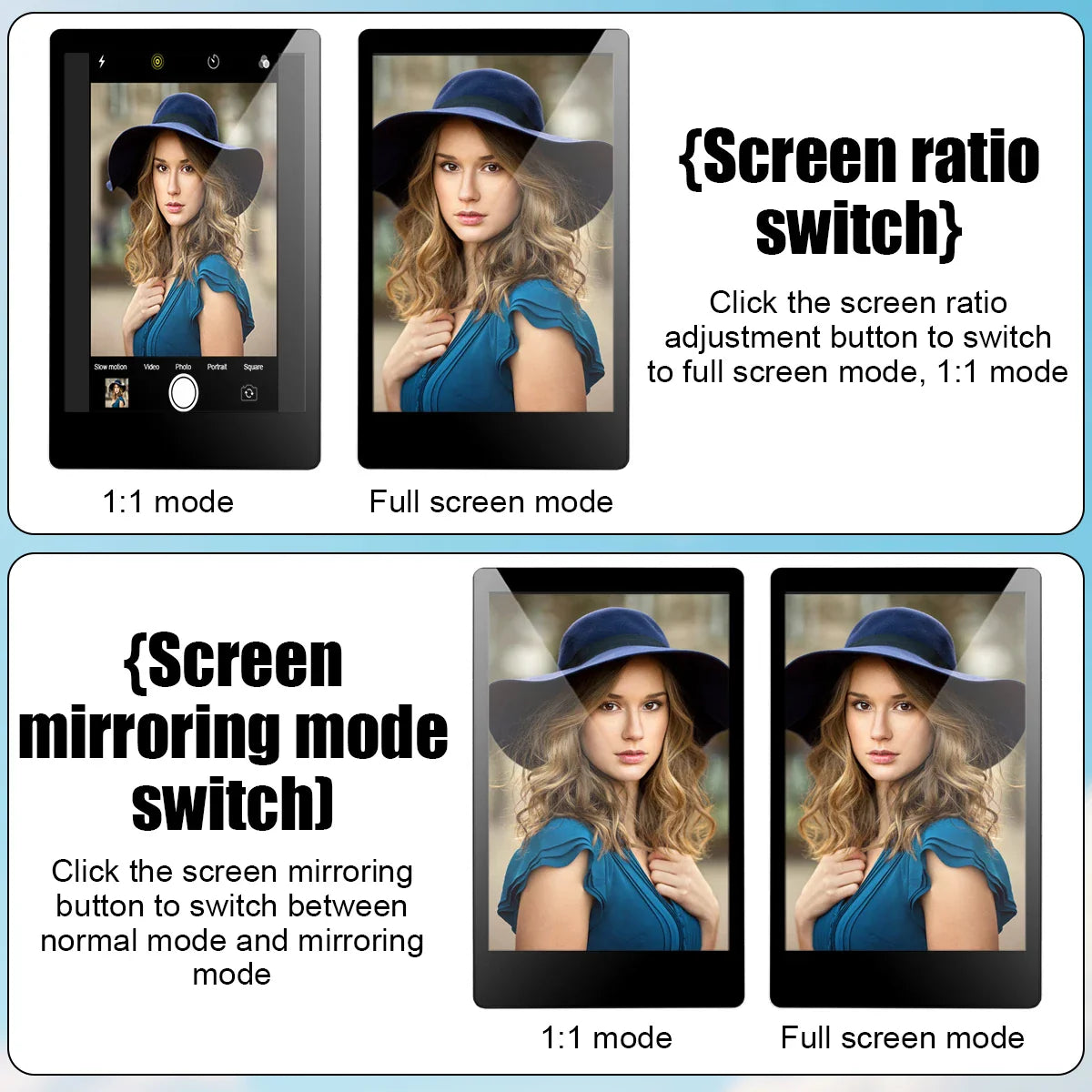 Wireless Magnetic Phone Rear Camera Monitor Screen – Selfie Mirror Display for Vlogging, Live Streaming & Video Recording Assistance