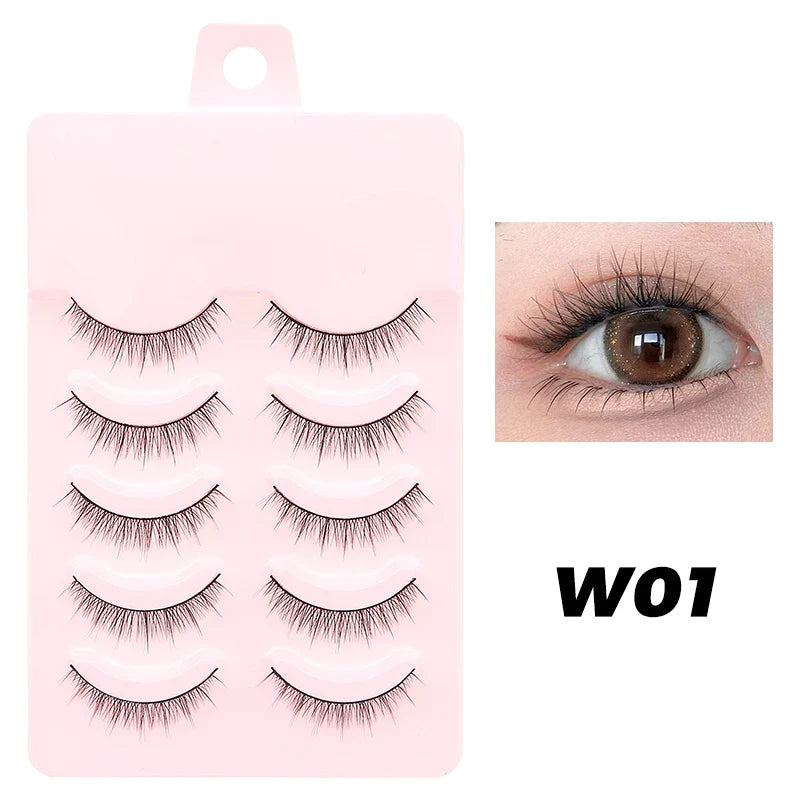 DINGSEN 5 Pairs Manga Style False Eyelashes — Soft, Natural, Long Anime Wispy Strip Lashes for Makeup