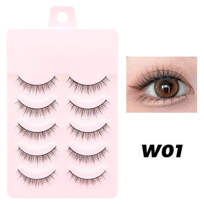 DINGSEN 5 Pairs Manga Style False Eyelashes — Soft, Natural, Long Anime Wispy Strip Lashes for Makeup