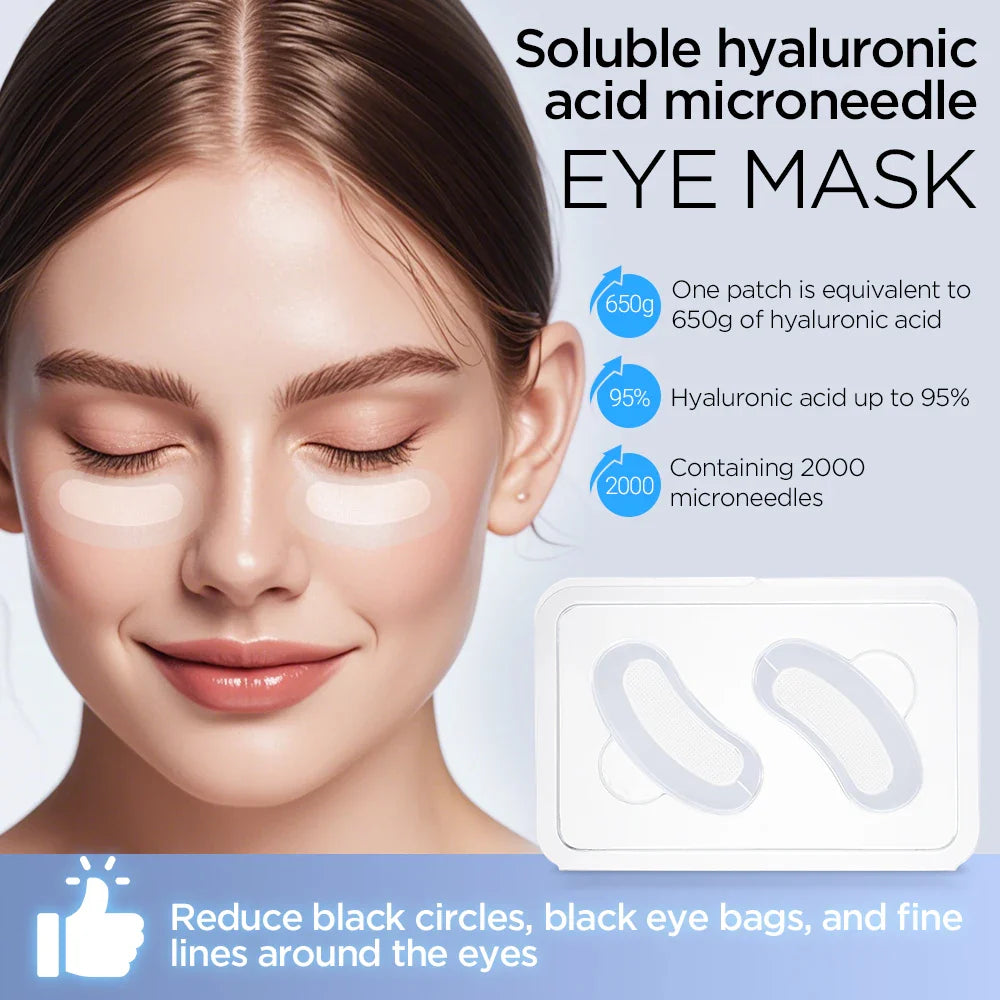 Hyaluronic Acid Microneedle Eye Patches — 10–100PCS Anti-Wrinkle, Dark Circle Moisturizing Under Eye Gel Pads