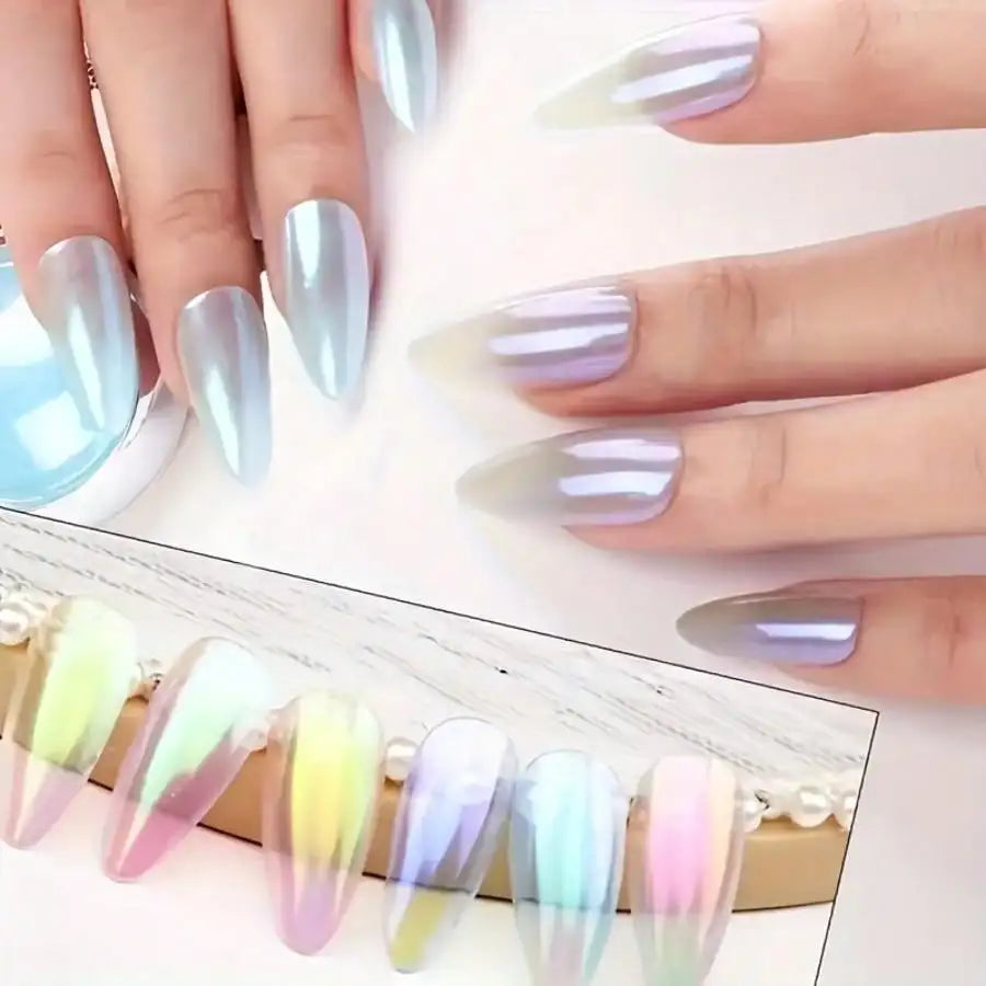6pcs Shimmering Aurora Nail Powder – Multichrome Metallic Mirror Effect Chameleon Gel Polish