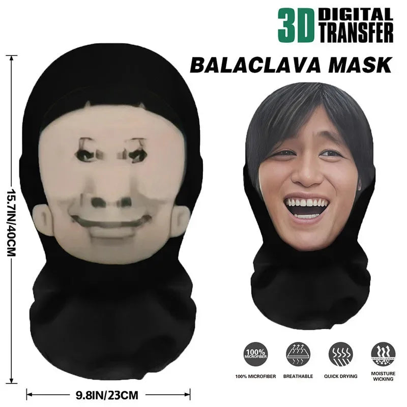 3D Funny Pattern Mesh Face Mask with Ronaldo Design – UV Protection Party & Cosplay Head Cover