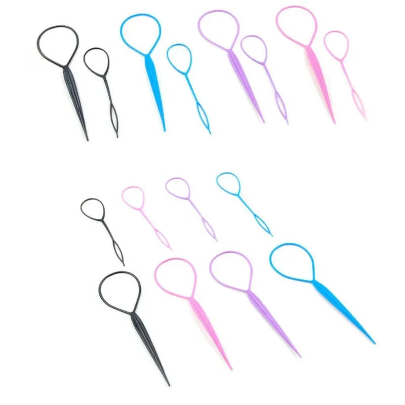 Ponytail Creator Styling Tool Set - Plastic Topsy Tail Loop Hair Braid Maker for Women & Girls