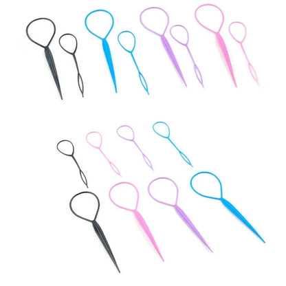 Ponytail Creator Styling Tool Set - Plastic Topsy Tail Loop Hair Braid Maker for Women & Girls