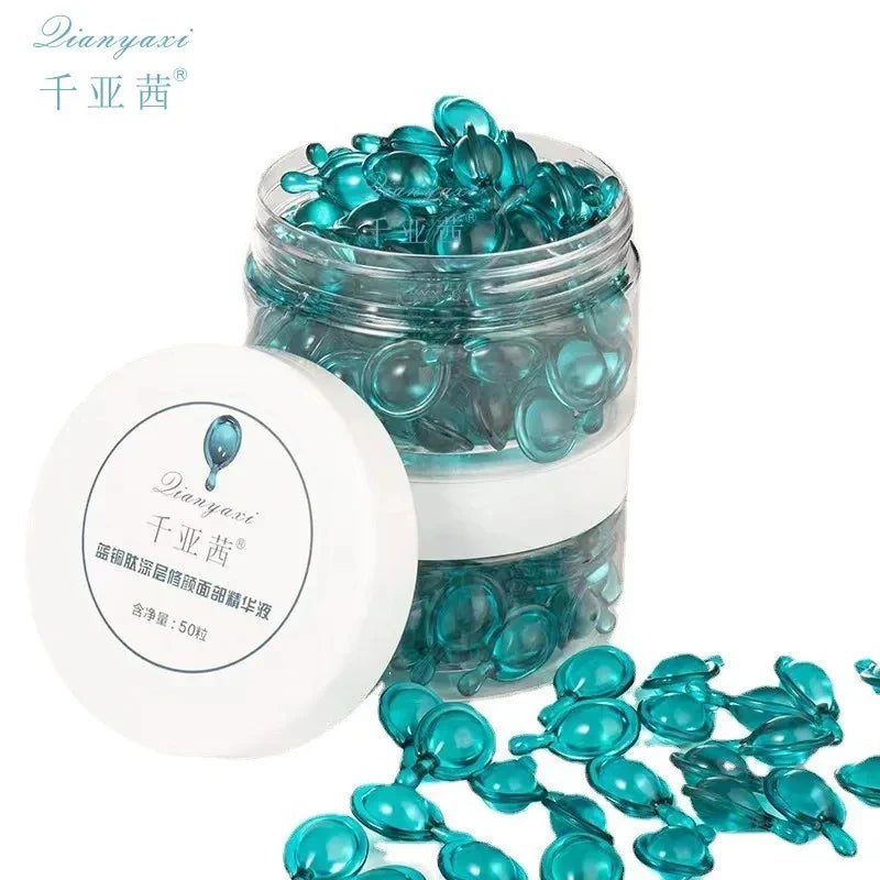 50PCS Blue Copper Peptide Capsules – Night Serum for Firming, Moisturizing & Radiant Skin Care