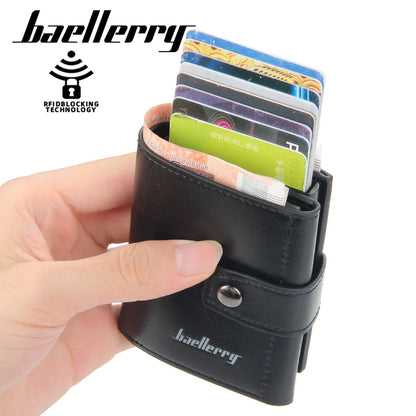 2023 RFID Men's Slim Mini Wallet - PU Leather, Hasp Closure, High Quality Short Card Wallet