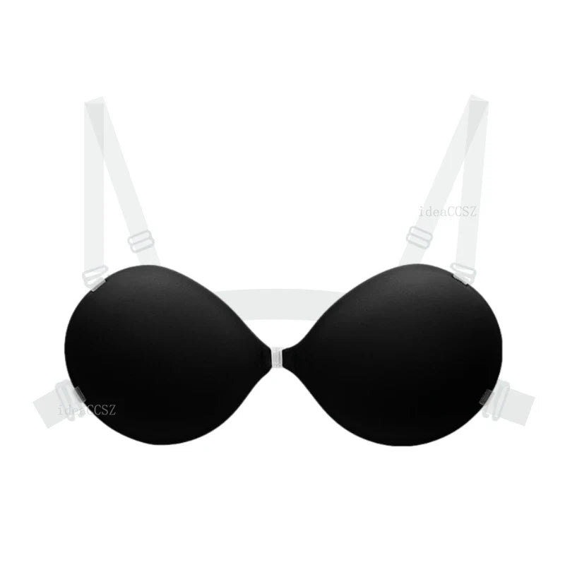 5CM Thick Women’s Invisible Push-Up Bra – Backless Adhesive Lingerie with Transparent Strap for Wedding & Small Bust Lift