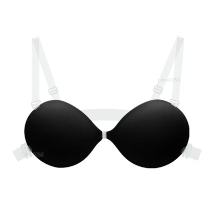 5CM Thick Women’s Invisible Push-Up Bra – Backless Adhesive Lingerie with Transparent Strap for Wedding & Small Bust Lift