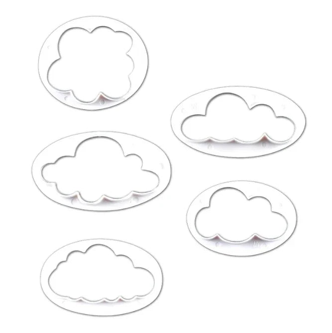 5PCS Cloud Fondant & Cookie Cutter Set – Plastic Cake Decorating Tools for Baking, Sugar Craft & Biscuit Molds