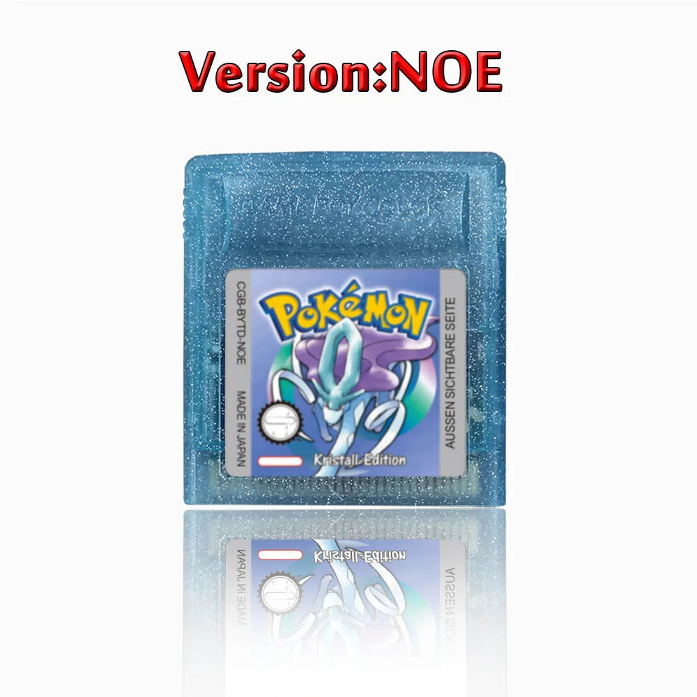 Pokemon GBC Game Cartridge - 16-Bit Video Game Card in Red, Blue, Crystal, Gold, Silver & Yellow Versions