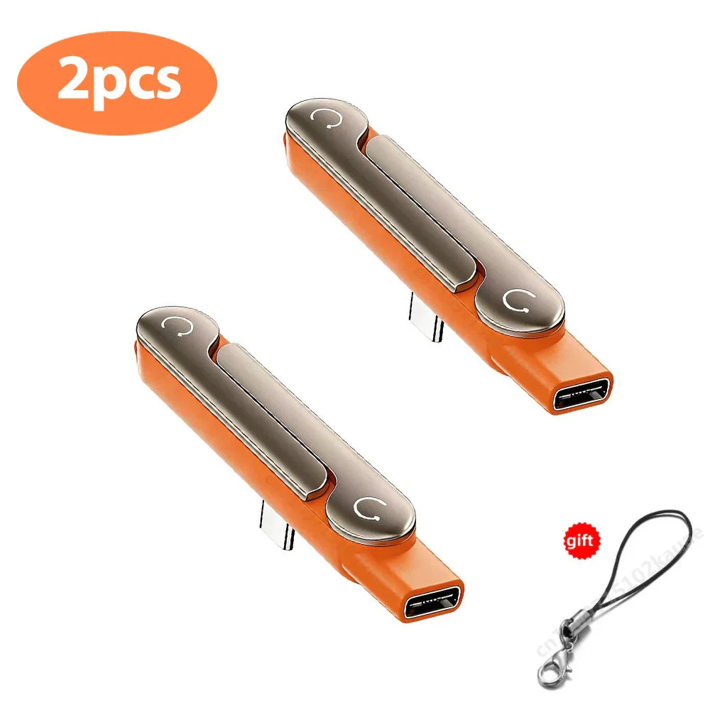 Type-C 240W Fast Charging Bracket Adapter – USB-C Male to USB-C Female OTG Converter with Foldable Holder (1/2/3PCS)