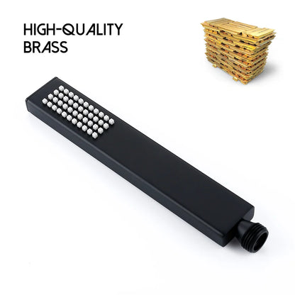 Square Handheld Shower — High-Pressure Brass Hand Shower for Bathroom