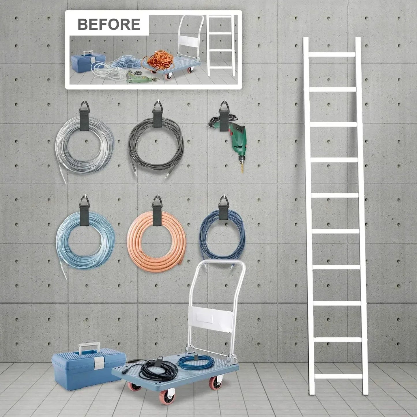 10/5PCS Triangle Buckle Wire Manager - Power Cord Management Nylon Heavy Cord Storage Straps for Cable, Hoses, Car Organizer Holder