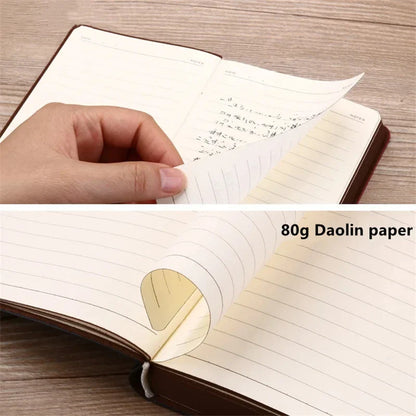 A6 Retro Pocket Mini Notebook – PU Leather Stamped Portable Notepad for Writing, Office & Bookkeeping