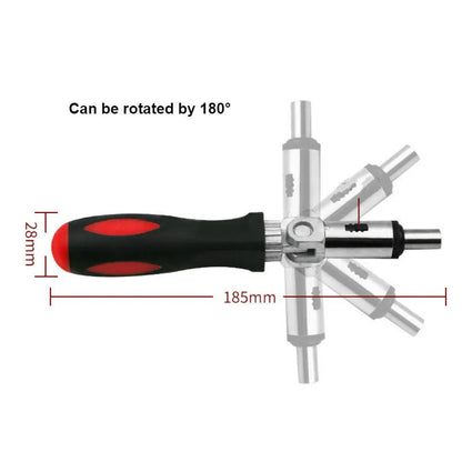 Multi-Function Ratchet Screwdriver – 0-180° Adjustable Angle, Left/Right Turn, 1/4 Inch Hex Interface