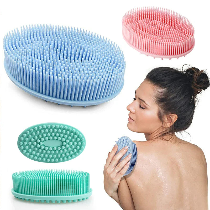 Exfoliating Silicone Bristle Sponge – Dead Skin Scrubber & Scalp Massager Bath Brush