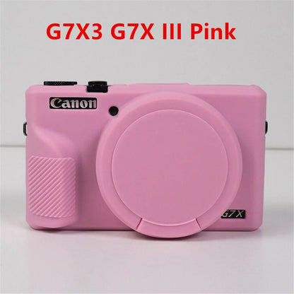 Canon G7X Mark II Silicone Camera Case - Soft Rubber Protective Skin Cover with Lens Protector for G7XII G7X2 G7X3 G7XIII