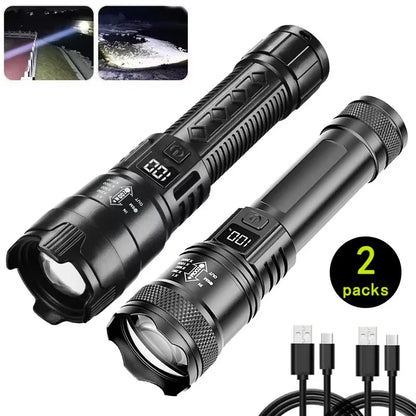 2000LM Ultra Bright P50 LED Tactical Flashlight – Telescopic Zoom Handheld Torch EDC Emergency Spotlight (14500/18650 Battery Compatible)