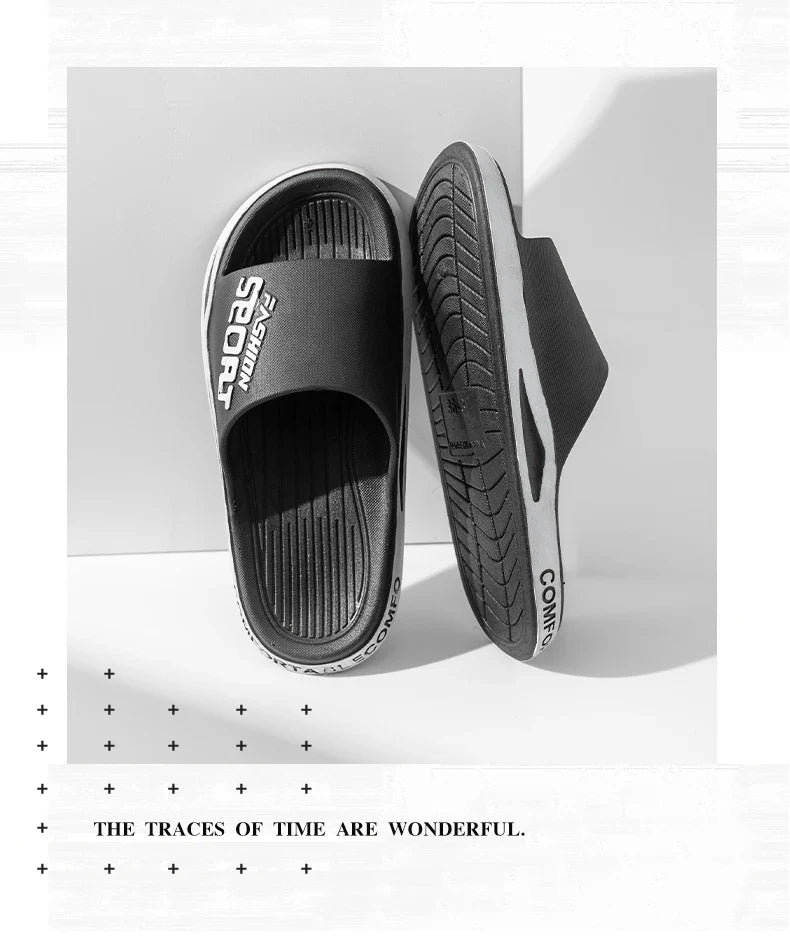 2025 Men’s Summer Slippers – Soft PVC Outdoor Sports Sandals, Thick Anti-Slip Cool Beach & Home Slides