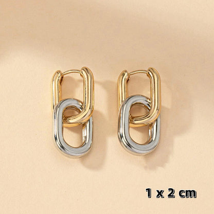 Stainless Steel Gold Geometric Square Hoop Earrings – Punk Hip-Hop Huggie Jewelry for Women Party Fashion