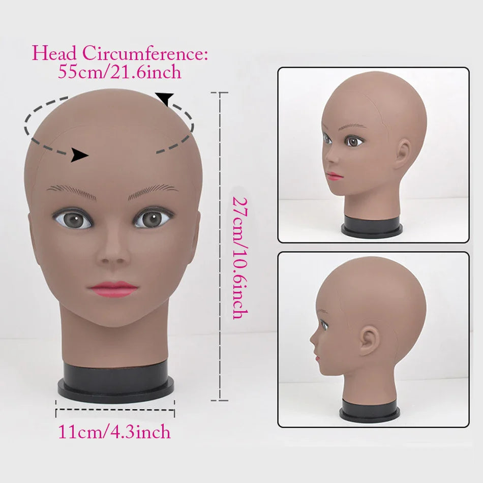 Mannequin Head Wig Stand — Adjustable Tripod Holder for Wig Making, Display, and Cosmetology Training