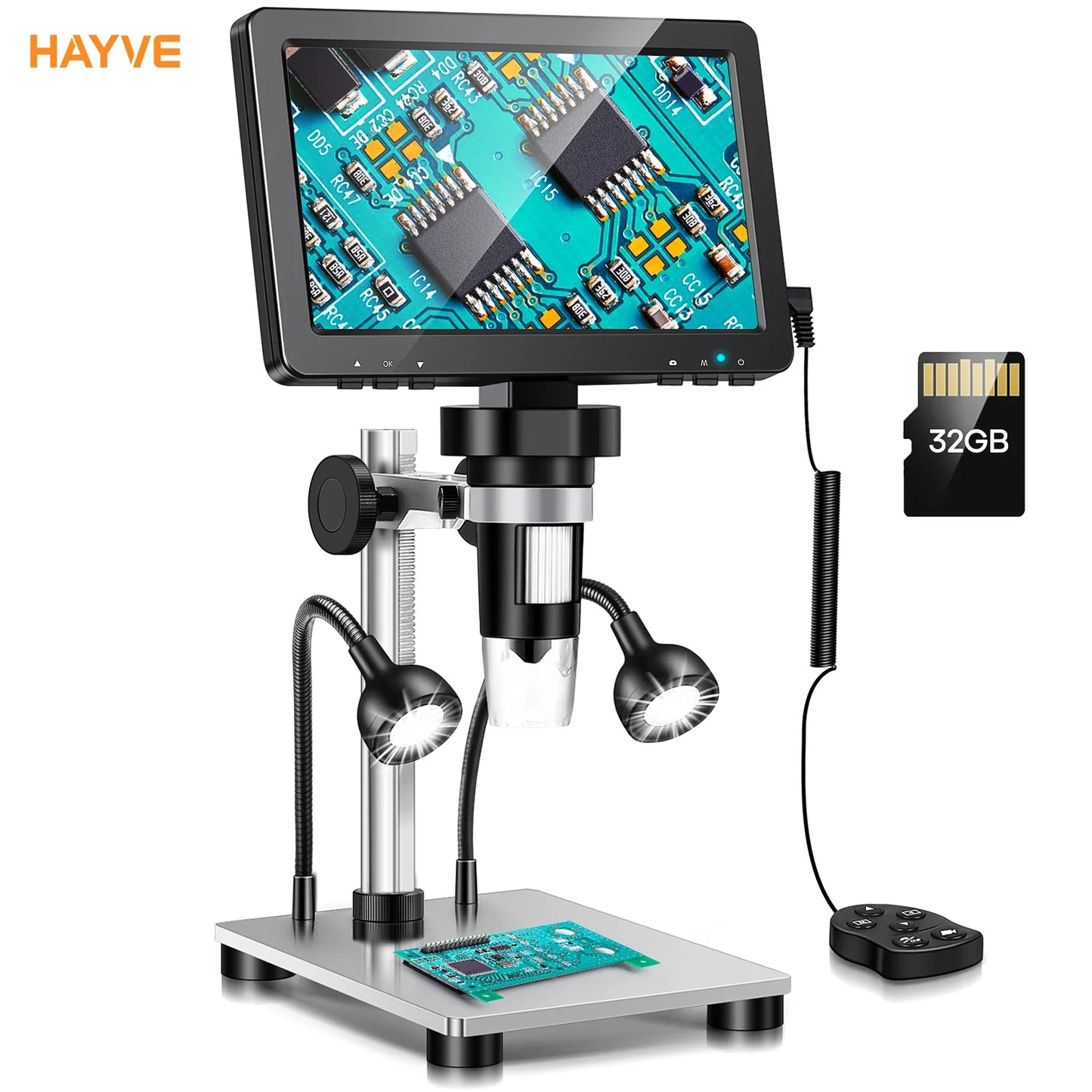 Hayve 7" Digital Microscope - 1200X Zoom, 12MP HD Camera Magnifier for Soldering & Phone Repair
