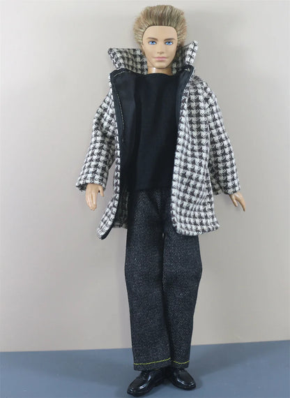 1 Set Woolen Overcoat Outfit for 12-inch Ken Doll – Multiple Styles Doll Clothes