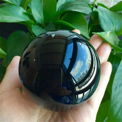 Natural Black Obsidian Healing Sphere – Reiki Crystal Magic Ball for Feng Shui & Home Decor