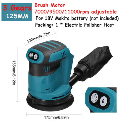 125mm 90W Brushless Cordless Orbital Sander - Electric Polisher for Wood, Metal Grinding & Polishing