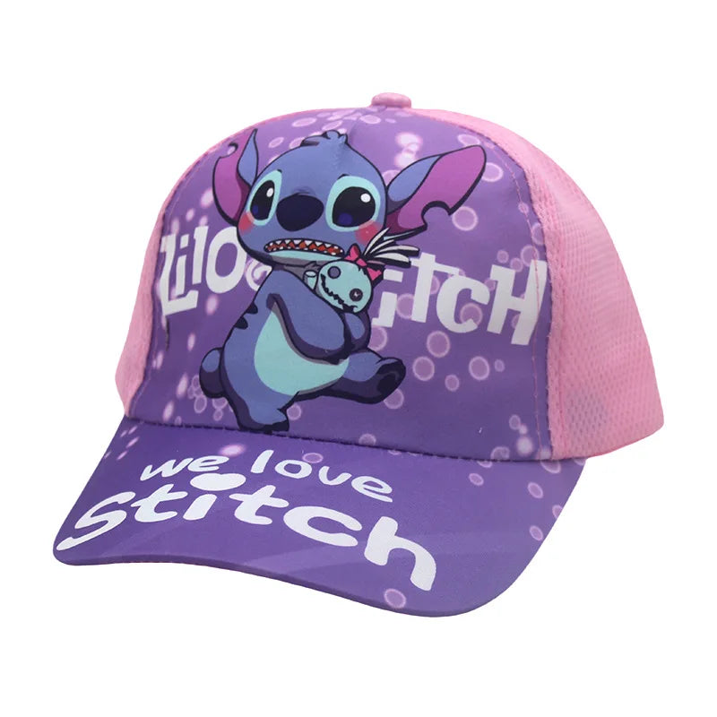 Kids Anime Stitch Mesh Baseball Cap – Kawaii Lilo & Stitch Angel Sun Hat for Outdoor Travel & Gifts