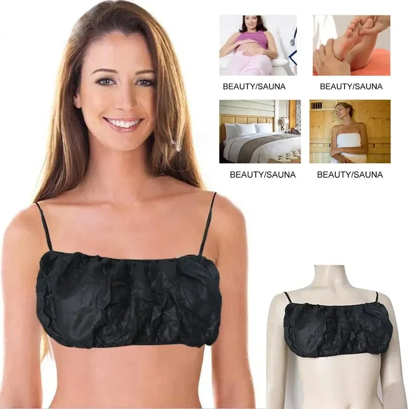 50-Pack Women’s Disposable Non-Woven Underwear — Portable Travel & Massage Bra Tops