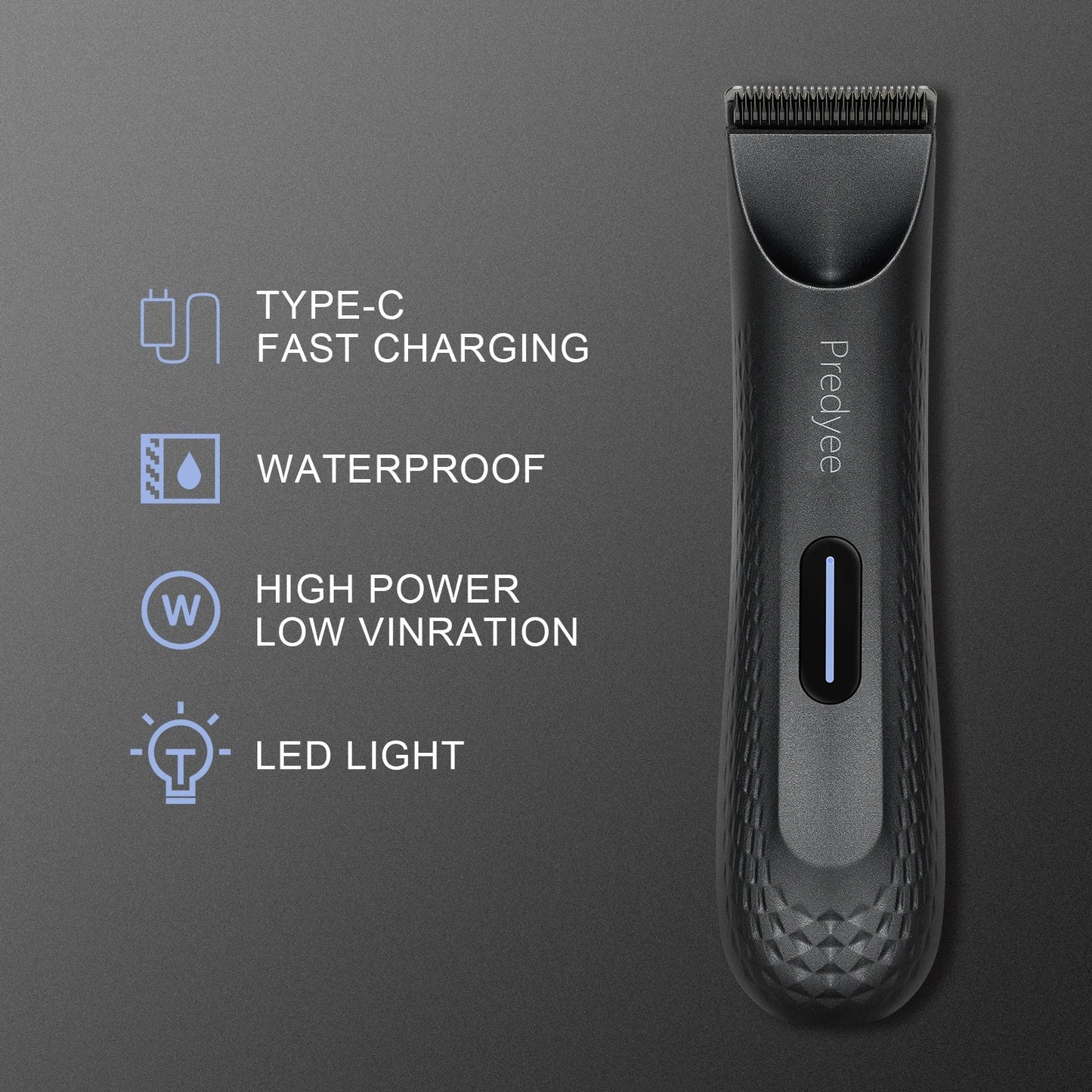 Electric Groin Hair Trimmer for Men – Waterproof Body Groomer with Replaceable Ceramic Blade