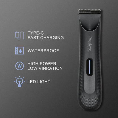 Electric Groin Hair Trimmer for Men – Waterproof Body Groomer with Replaceable Ceramic Blade