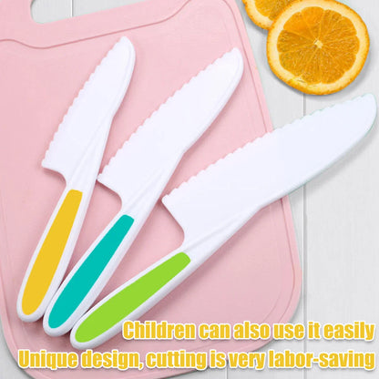Kids Cooking Cutter Set - Safe Wooden and Plastic Knives for Toddlers, Includes Fruit Cutter and Peeler, Perfect for Little Chefs' Kitchen Adventures