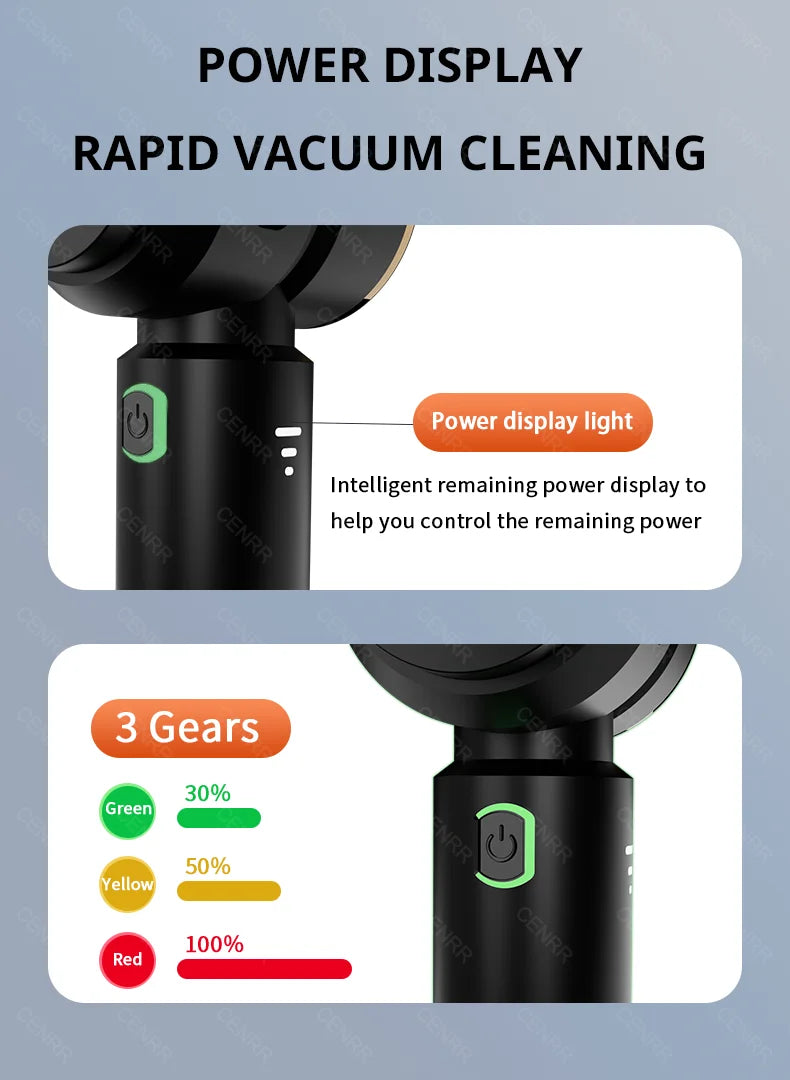 CENRR 998000PA Wireless Car Vacuum Cleaner – Powerful Portable Handheld Auto Cleaning Tool & Car Accessory