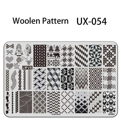 UX Serial 2 Stainless Steel Stamping Plate Template – Vintage Abstract Fabric Texture Pattern for Nail Art, Floral Lace, Xmas & Halloween Designs (UX52)