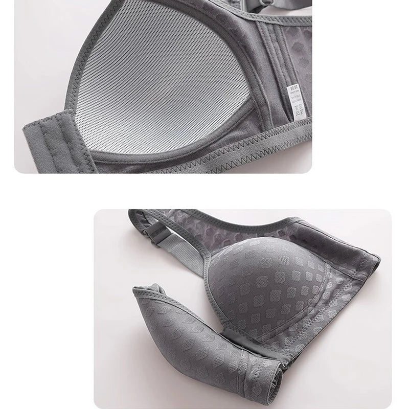 Front Button Sexy Brassiere - Anti-Sagging Gathered Design, No Steel Ring, Large Size Thin Section Underwear Bra for Ladies