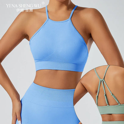 Women’s Shockproof Fitness Sports Bra – Push-Up Crop Top for Gym, Yoga & Workout