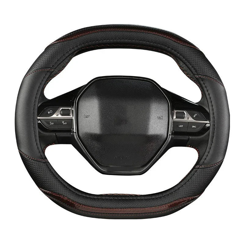 Peugeot 3008/4008/5008 Carbon Fiber & PU Leather Steering Wheel Cover — Car Interior Accessory