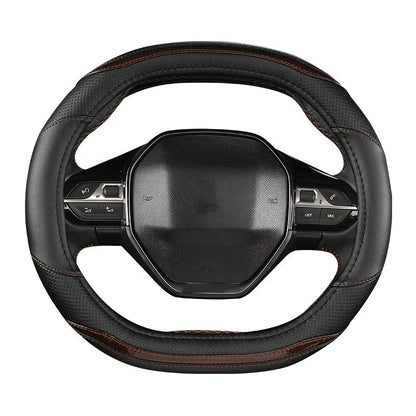 Peugeot 3008/4008/5008 Carbon Fiber & PU Leather Steering Wheel Cover — Car Interior Accessory