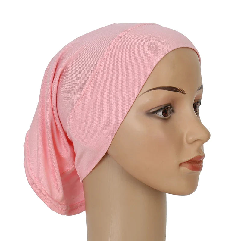Cotton Modal Inner Hijab Undercap – Soft Stretch Muslim Turban, Islamic Underscarf Bonnet & Tube Cap for Women