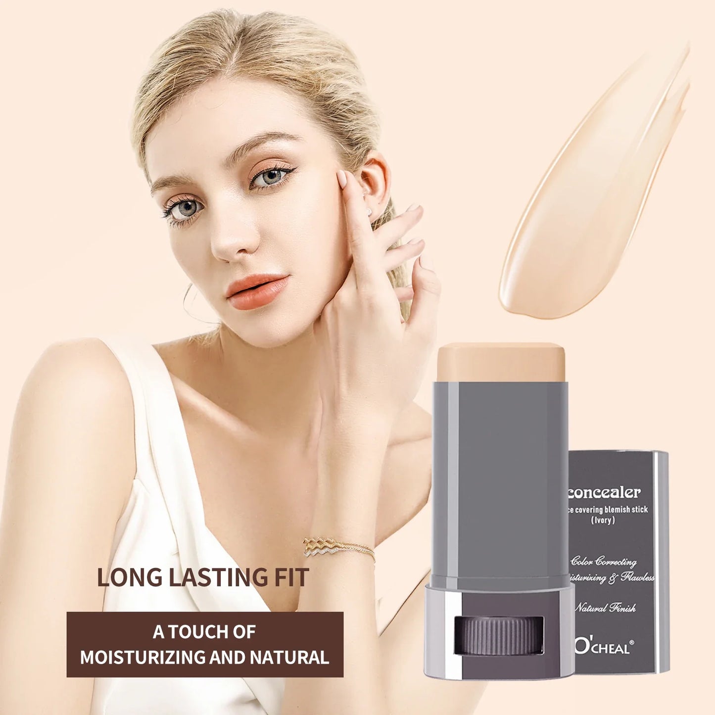 Ocheal Face Foundation Contour Stick – Long-Wear Lightweight Concealer & Blemish Brightening Makeup