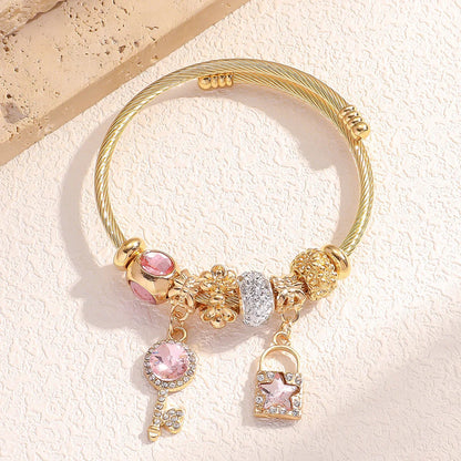 Women's Stainless Steel Pan Family Bracelet – Stylish Multi-Element Accessory for Daily Wear & Gifts