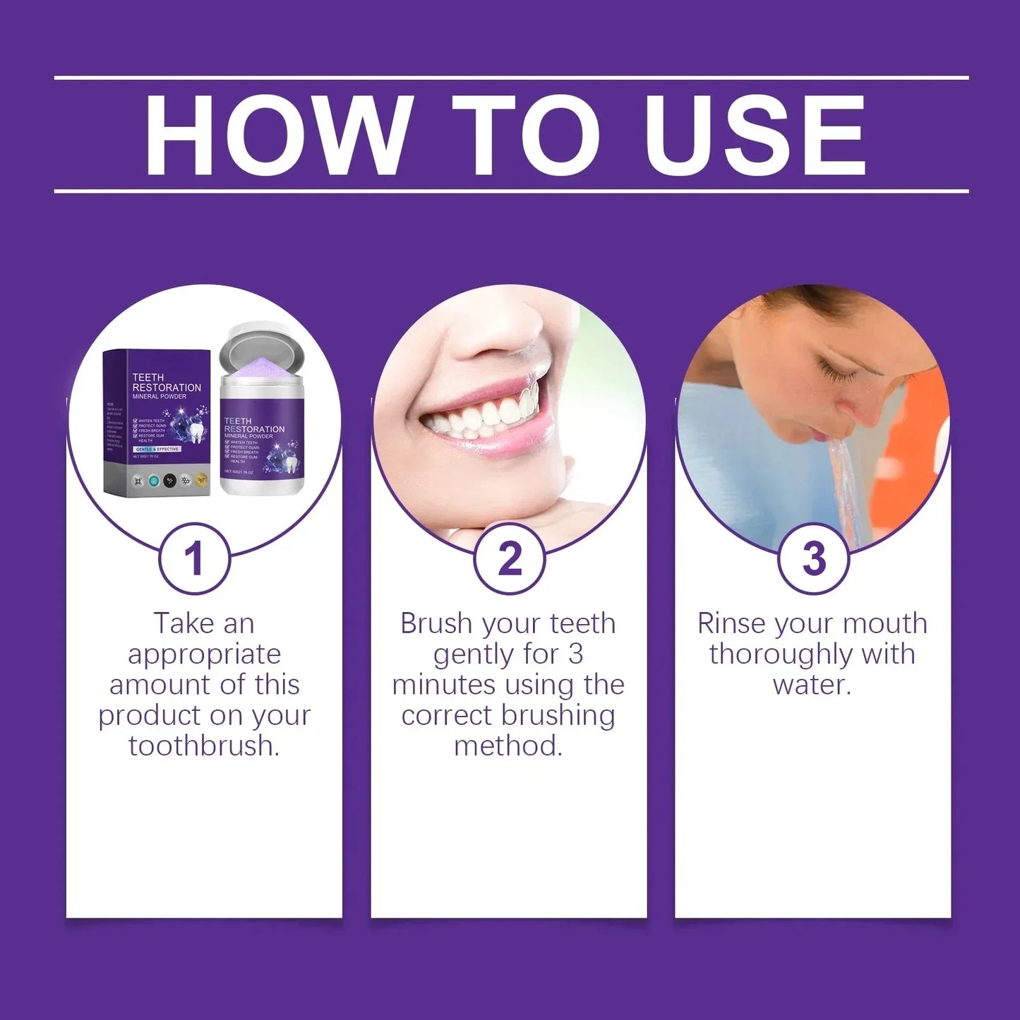 Teeth Restoration Mineral Powder — Enamel Strengthening & Whitening Dental Care Supplement
