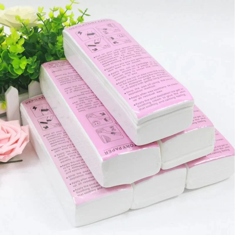 200/100PCS Nonwoven Wax Strips – High-Quality Hair Removal Paper for Body, Legs & Arms, Epilator Wax Paper Roll