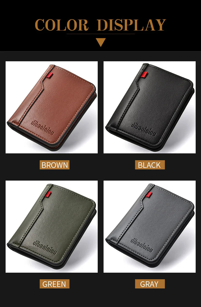 Ultra-Thin Mini PU Leather Credit Card Wallet – High-Quality Vertical Men’s Wallet Holder