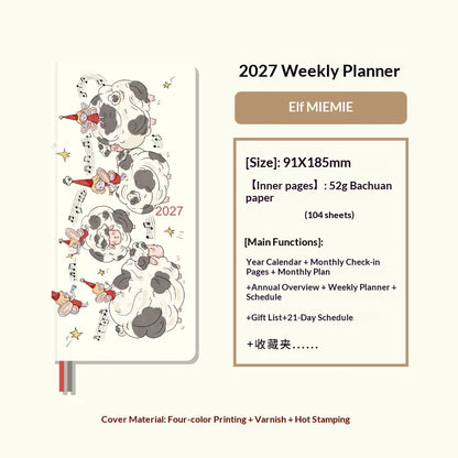 Kinbor 2027 A5/A6 Planner Notebook - Full-Year Daily Journal & Monthly Agenda for Time Management