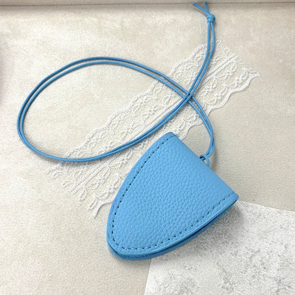 Hanging Neck Eyeglasses Storage Bag with Chain – Unisex Leather Sunglasses Case & Portable Key Holder Pendant