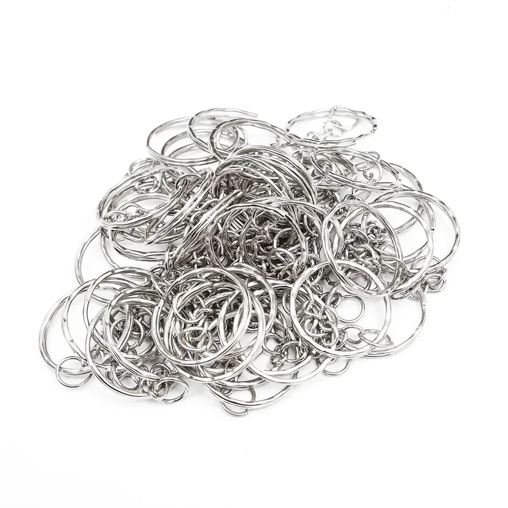 50/100pcs Stainless Steel Keyring Set – Split Rings, Lobster Clasps & Chains for DIY Keychains & Keyfobs