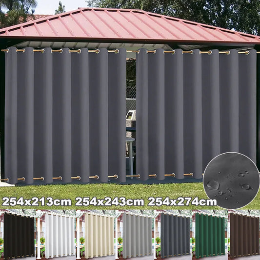 Extra Large Blackout Windproof Outdoor Curtains - Waterproof Patio Thermal Drapes with Eyelets & Grommets - Ideal for Garden Privacy